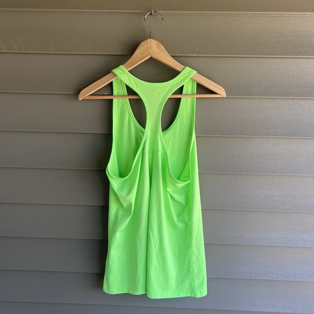 Nike Dri-FIT Racerback Tank Top Womens Large Neon Green Running Workout Athletic